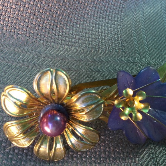 Hair Barette Decoration Fairy Lightweight Purple Flowers 4" - Picture 3 of 6